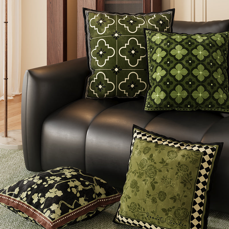 ソファピローグリーンのヴィンテージスタイルクッションクッション、枕ケース、クッション、芯付き、新しいベッドサイドピロー、背もたれクッション、車の積み重
