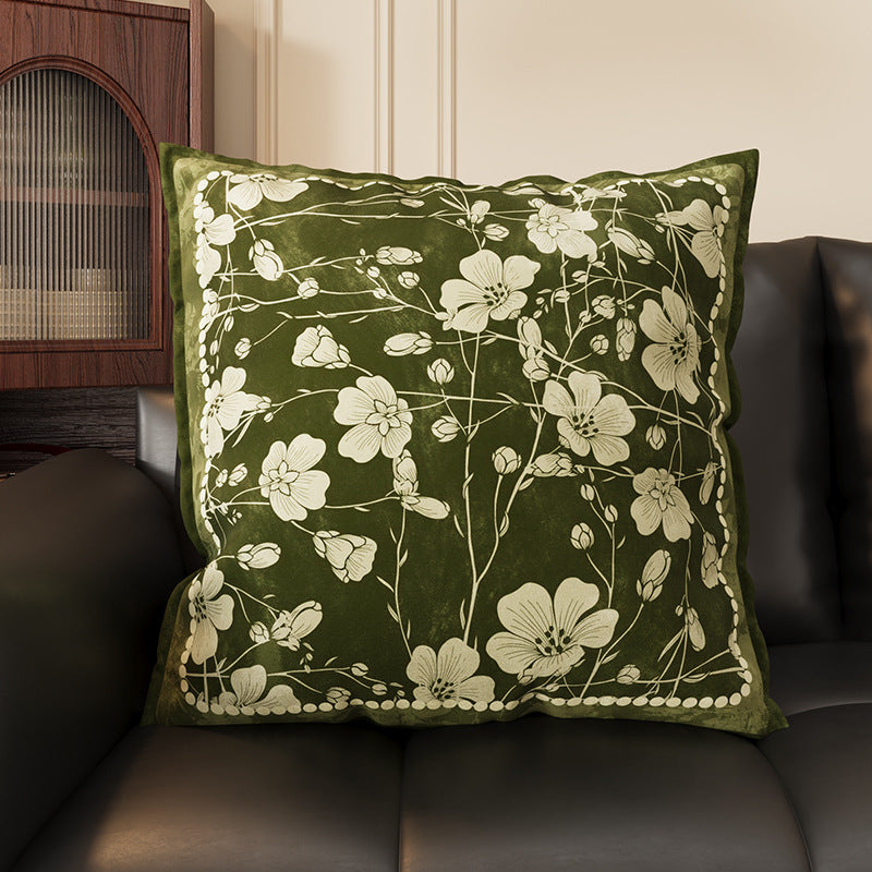 ソファピローグリーンのヴィンテージスタイルクッションクッション、枕ケース、クッション、芯付き、新しいベッドサイドピロー、背もたれクッション、車の積み重