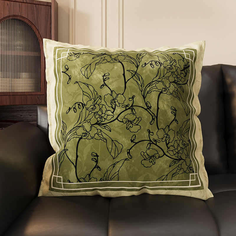 ソファピローグリーンのヴィンテージスタイルクッションクッション、枕ケース、クッション、芯付き、新しいベッドサイドピロー、背もたれクッション、車の積み重