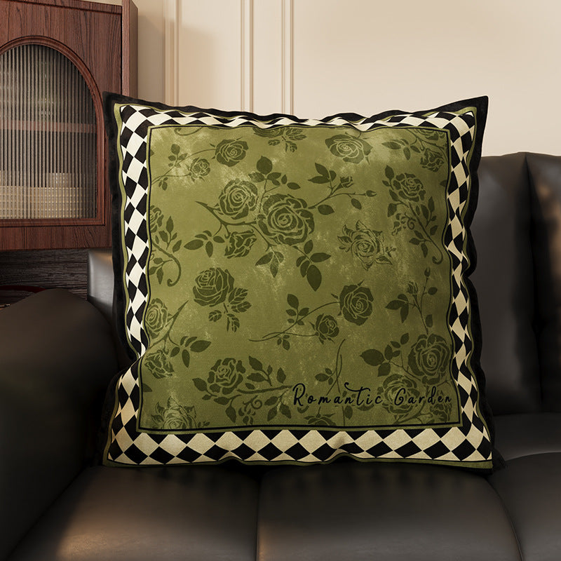 ソファピローグリーンのヴィンテージスタイルクッションクッション、枕ケース、クッション、芯付き、新しいベッドサイドピロー、背もたれクッション、車の積み重