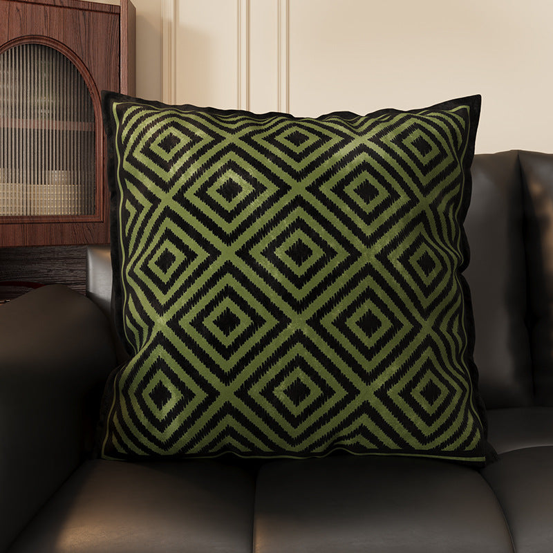 ソファピローグリーンのヴィンテージスタイルクッションクッション、枕ケース、クッション、芯付き、新しいベッドサイドピロー、背もたれクッション、車の積み重