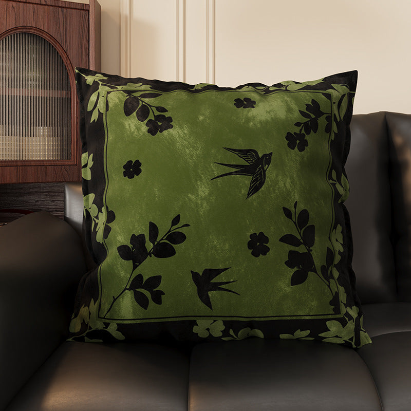 ソファピローグリーンのヴィンテージスタイルクッションクッション、枕ケース、クッション、芯付き、新しいベッドサイドピロー、背もたれクッション、車の積み重