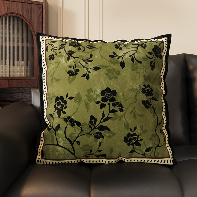 ソファピローグリーンのヴィンテージスタイルクッションクッション、枕ケース、クッション、芯付き、新しいベッドサイドピロー、背もたれクッション、車の積み重
