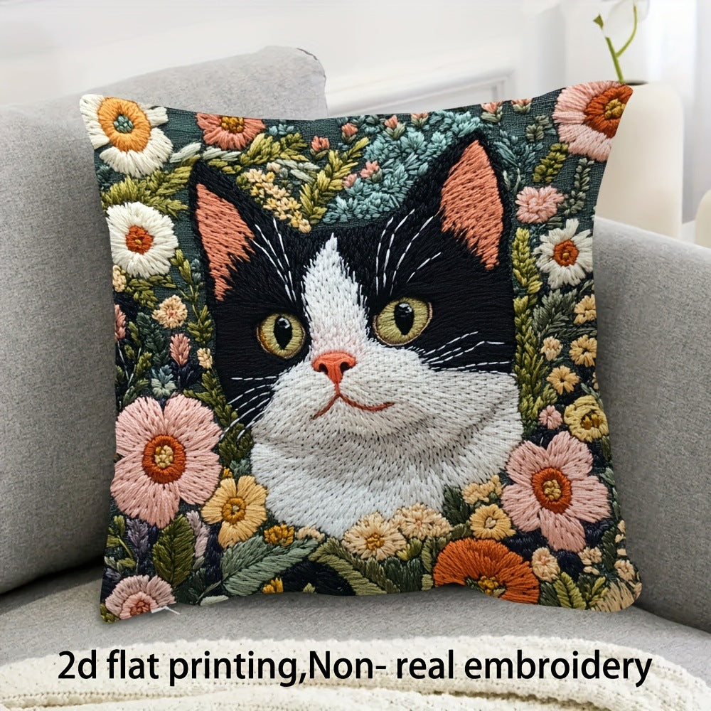 ハロウィンブラックキャットピロー カートゥーンプリント 枕カバー 人気ホームデコレーション リネンソファ スロークッションケース