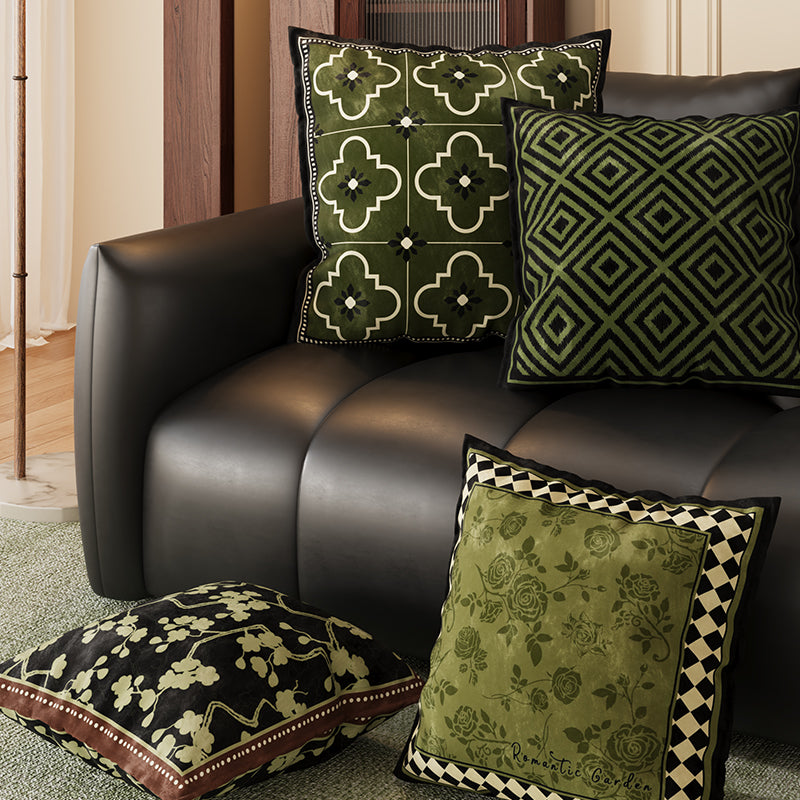 ソファピローグリーンのヴィンテージスタイルクッションクッション、枕ケース、クッション、芯付き、新しいベッドサイドピロー、背もたれクッション、車の積み重
